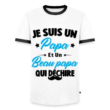 je suis un papa et beau-papa qui déchire - T-shirt contrasté Homme - blanc/noir - Devant - AI Model Female 172 light (172cm) & AI Model Male 178 dark (178cm)