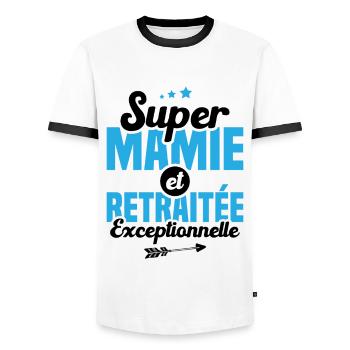Super mamie et retraitée exceptionnelle - T-shirt contrasté Homme - blanc/noir - Devant - AI Model Female 172 light (172cm) & AI Model Male 178 dark (178cm)