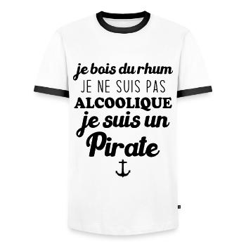 je bois du rhum je ne suis pas alcoolique - T-shirt contrasté Homme - blanc/noir - Devant - AI Model Female 172 light (172cm) & AI Model Male 178 dark (178cm)