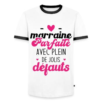 Marraine parfaite avec plein de jolis défauts - T-shirt contrasté Homme - blanc/noir - Devant - AI Model Female 172 light (172cm) & AI Model Male 178 dark (178cm)