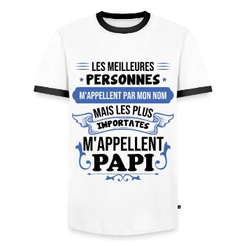 Importantes personnes m'appellent papi - T-shirt contrasté Homme - blanc/noir - Devant - AI Model Female 172 light (172cm) & AI Model Male 178 dark (178cm)