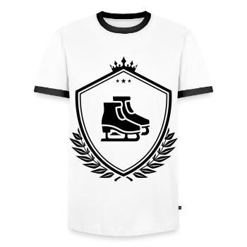 Inline skates coat of arms - Men's Ringer Shirt - white/black - Front - AI Model Female 172 light (172cm) & AI Model Male 178 dark (178cm)