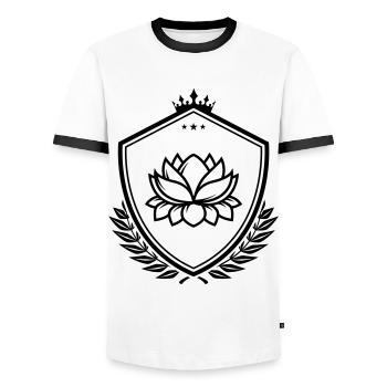 Armoiries de la rose d’eau - T-shirt contrasté Homme - blanc/noir - Devant - AI Model Female 172 light (172cm) & AI Model Male 178 dark (178cm)