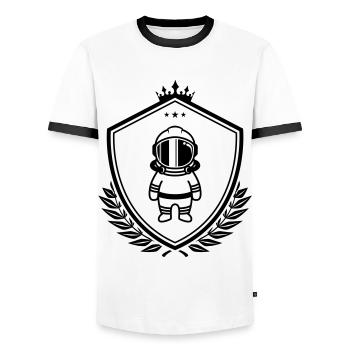 Astronaut Icon Coat of Arms - Men's Ringer Shirt - white/black - Front - AI Model Female 172 light (172cm) & AI Model Male 178 dark (178cm)