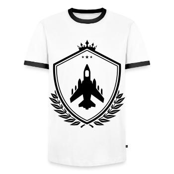Armoiries d’avions à réaction - T-shirt contrasté Homme - blanc/noir - Devant - AI Model Female 172 light (172cm) & AI Model Male 178 dark (178cm)