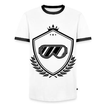 Armoiries des lunettes de ski - T-shirt contrasté Homme - blanc/noir - Devant - AI Model Female 172 light (172cm) & AI Model Male 178 dark (178cm)