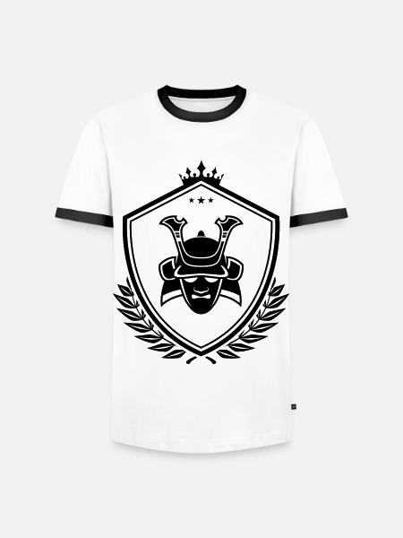 Samurai Helm wappen - Männer Kontrast-T-Shirt - Weiß/Schwarz