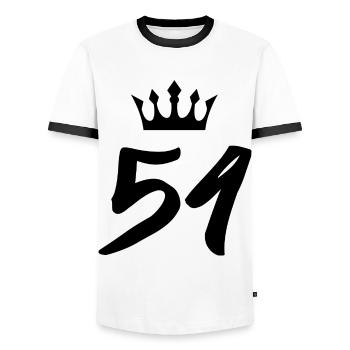 54 Couronne de numéros - T-shirt contrasté Homme - blanc/noir - Devant - AI Model Female 172 light (172cm) & AI Model Male 178 dark (178cm)