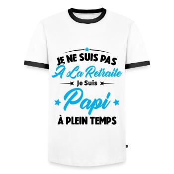 Je Ne Suis Pas À La Retraite, Papi À Plein Temps - T-shirt contrasté Homme - blanc/noir - Devant - AI Model Female 172 light (172cm) & AI Model Male 178 dark (178cm)