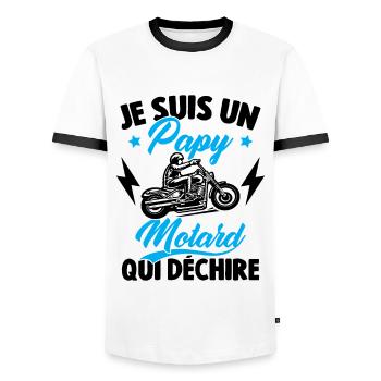Je Suis Un Papy Motard Qui Déchire - T-shirt contrasté Homme - blanc/noir - Devant - AI Model Female 172 light (172cm) & AI Model Male 178 dark (178cm)