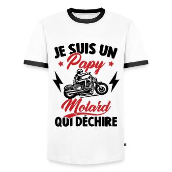 Je Suis Un Papy Motard Qui Déchire - T-shirt contrasté Homme - blanc/noir - Devant - AI Model Female 172 light (172cm) & AI Model Male 178 dark (178cm)