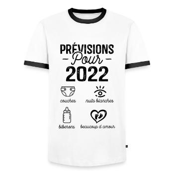 2022 Annonce Grossesse Papa Annonces Grossesse - T-shirt contrasté Homme - blanc/noir - Devant - AI Model Female 172 light (172cm) & AI Model Male 178 dark (178cm)