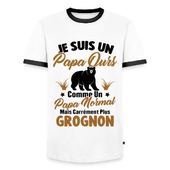 Je Suis Un Papa Ours Comme Un Papa Normal - T-shirt contrasté Homme - blanc/noir - Devant - AI Model Female 172 light (172cm) & AI Model Male 178 dark (178cm)