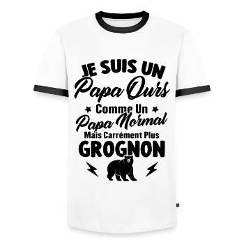 Je Suis Un Papa Ours Comme Un Papa Normal - T-shirt contrasté Homme - blanc/noir - Devant - AI Model Female 172 light (172cm) & AI Model Male 178 dark (178cm)