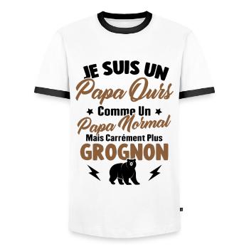 Je Suis Un Papa Ours Comme Un Papa Normal - T-shirt contrasté Homme - blanc/noir - Devant - AI Model Female 172 light (172cm) & AI Model Male 178 dark (178cm)