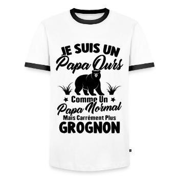 Je Suis Un Papa Ours Comme Un Papa Normal - T-shirt contrasté Homme - blanc/noir - Devant - AI Model Female 172 light (172cm) & AI Model Male 178 dark (178cm)