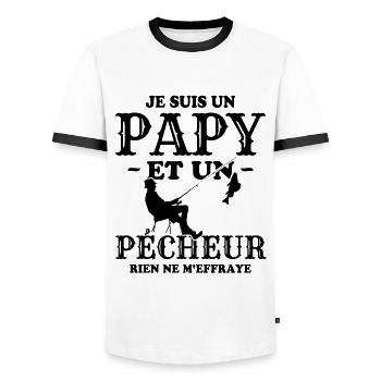 Je suis un Papy et un Pécheur Cadeau grand-père - T-shirt contrasté Homme - blanc/noir - Devant - AI Model Female 172 light (172cm) & AI Model Male 178 dark (178cm)