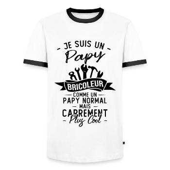 Papy bricoleur comme un papy normal - T-shirt contrasté Homme - blanc/noir - Devant - AI Model Female 172 light (172cm) & AI Model Male 178 dark (178cm)