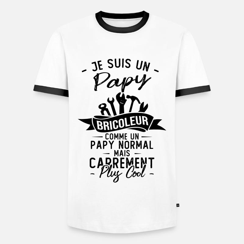 Papy bricoleur comme un papy normal - T-shirt contrasté Homme - blanc/noir