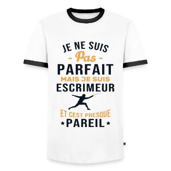 Je ne suis pas parfait mais je suis Escrimeur - T-shirt contrasté Homme - blanc/noir - Devant - AI Model Female 172 light (172cm) & AI Model Male 178 dark (178cm)