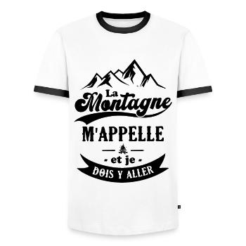 La montagne m'appelle et je dois y aller - T-shirt contrasté Homme - blanc/noir - Devant - AI Model Female 172 light (172cm) & AI Model Male 178 dark (178cm)
