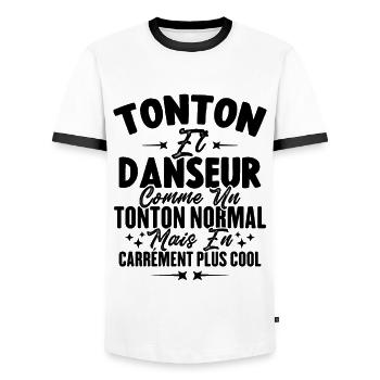 Tonton Et Danseur Comme Un Tonton Normal Plus Cool - T-shirt contrasté Homme - blanc/noir - Devant - AI Model Female 172 light (172cm) & AI Model Male 178 dark (178cm)