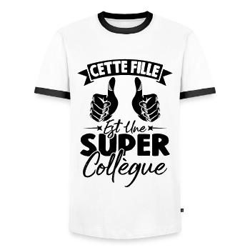 Cette Fille Est Une Super Collègue - T-shirt contrasté Homme - blanc/noir - Devant - AI Model Female 172 light (172cm) & AI Model Male 178 dark (178cm)
