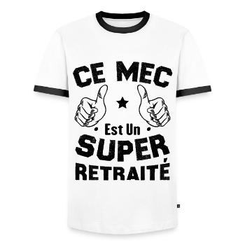 Ce mec est un super retraité - T-shirt contrasté Homme - blanc/noir - Devant - AI Model Female 172 light (172cm) & AI Model Male 178 dark (178cm)