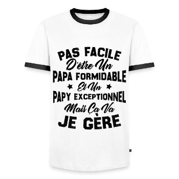 Un papa formidable et un papy exceptionnel - T-shirt contrasté Homme - blanc/noir - Devant - AI Model Female 172 light (172cm) & AI Model Male 178 dark (178cm)