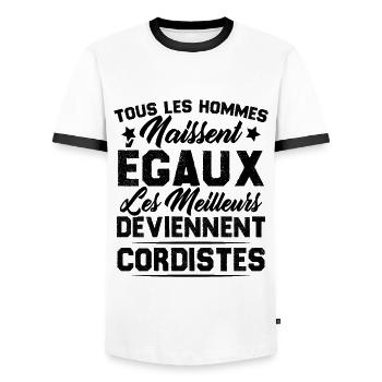 Les Meilleurs Hommes Deviennent Cordistes - T-shirt contrasté Homme - blanc/noir - Devant - AI Model Female 172 light (172cm) & AI Model Male 178 dark (178cm)