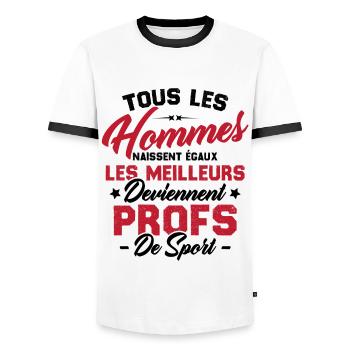 Les meilleurs hommes deviennent profs de sport - T-shirt contrasté Homme - blanc/noir - Devant - AI Model Female 172 light (172cm) & AI Model Male 178 dark (178cm)