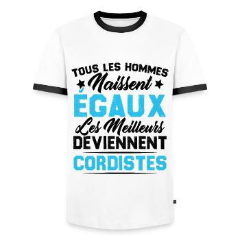Les Meilleurs Hommes Deviennent Cordistes - T-shirt contrasté Homme - blanc/noir - Devant - AI Model Female 172 light (172cm) & AI Model Male 178 dark (178cm)