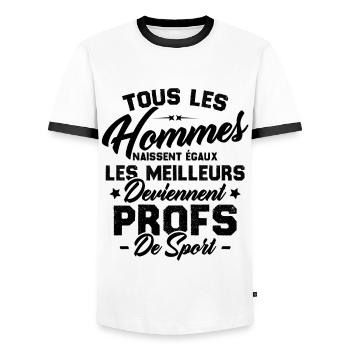 Les meilleurs hommes deviennent profs de sport - T-shirt contrasté Homme - blanc/noir - Devant - AI Model Female 172 light (172cm) & AI Model Male 178 dark (178cm)