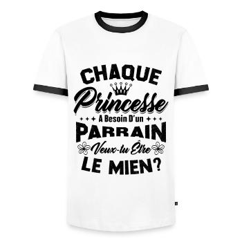chaque princesse a besoin d'un parrain - T-shirt contrasté Homme - blanc/noir - Devant - AI Model Female 172 light (172cm) & AI Model Male 178 dark (178cm)