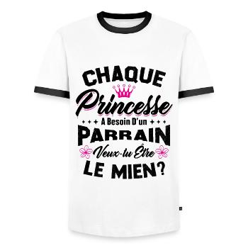 chaque princesse a besoin d'un parrain - T-shirt contrasté Homme - blanc/noir - Devant - AI Model Female 172 light (172cm) & AI Model Male 178 dark (178cm)