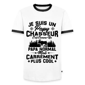 Papy chasseur comme papy normal mais plus cool - T-shirt contrasté Homme - blanc/noir - Devant - AI Model Female 172 light (172cm) & AI Model Male 178 dark (178cm)
