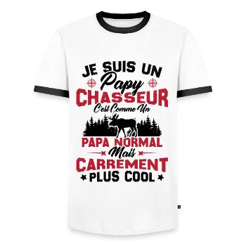Papy chasseur comme papy normal mais plus cool - T-shirt contrasté Homme - blanc/noir - Devant - AI Model Female 172 light (172cm) & AI Model Male 178 dark (178cm)
