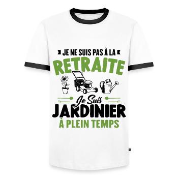 Je Ne Suis Pas À La Retraite Je Suis Jardinier - T-shirt contrasté Homme - blanc/noir - Devant - AI Model Female 172 light (172cm) & AI Model Male 178 dark (178cm)