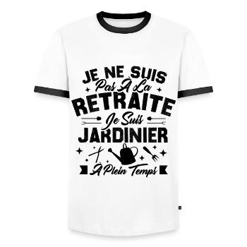 Je Ne Suis Pas À La Retraite Je Suis Jardinier - T-shirt contrasté Homme - blanc/noir - Devant - AI Model Female 172 light (172cm) & AI Model Male 178 dark (178cm)