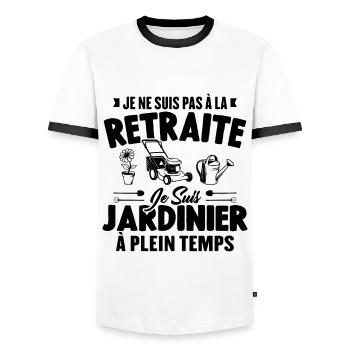 Je Ne Suis Pas À La Retraite Je Suis Jardinier - T-shirt contrasté Homme - blanc/noir - Devant - AI Model Female 172 light (172cm) & AI Model Male 178 dark (178cm)
