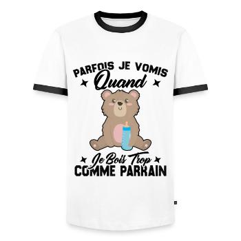 Parfois je vomis quand je bois trop comme parrain - T-shirt contrasté Homme - blanc/noir - Devant - AI Model Female 172 light (172cm) & AI Model Male 178 dark (178cm)
