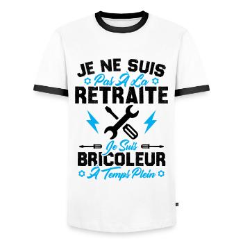 Pas à la retraite je suis bricoleur à temps plein - T-shirt contrasté Homme - blanc/noir - Devant - AI Model Female 172 light (172cm) & AI Model Male 178 dark (178cm)