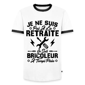 Pas à la retraite je suis bricoleur à temps plein - T-shirt contrasté Homme - blanc/noir - Devant - AI Model Female 172 light (172cm) & AI Model Male 178 dark (178cm)