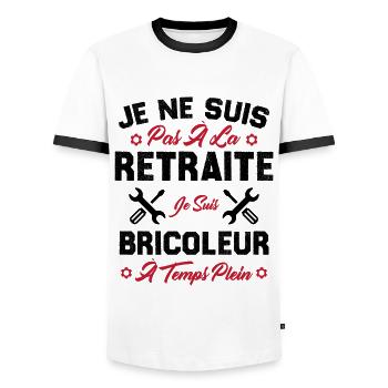 Pas à la retraite je suis bricoleur à temps plein - T-shirt contrasté Homme - blanc/noir - Devant - AI Model Female 172 light (172cm) & AI Model Male 178 dark (178cm)