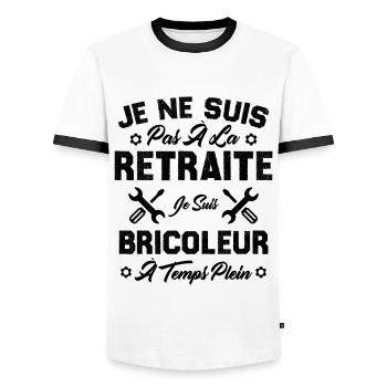 Pas à la retraite je suis bricoleur à temps plein - T-shirt contrasté Homme - blanc/noir - Devant - AI Model Female 172 light (172cm) & AI Model Male 178 dark (178cm)