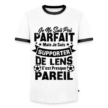 Je suis supporter de Lens, Idée cadeau football - T-shirt contrasté Homme - blanc/noir - Devant - AI Model Female 172 light (172cm) & AI Model Male 178 dark (178cm)