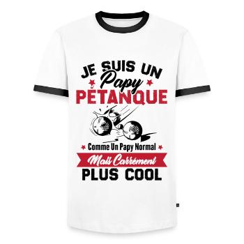 Un Papy Pétanque Comme Un Papy Normal - T-shirt contrasté Homme - blanc/noir - Devant - AI Model Female 172 light (172cm) & AI Model Male 178 dark (178cm)