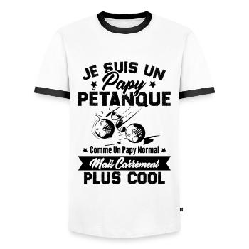 Un Papy Pétanque Comme Un Papy Normal - T-shirt contrasté Homme - blanc/noir - Devant - AI Model Female 172 light (172cm) & AI Model Male 178 dark (178cm)