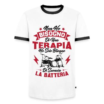 J'ai juste besoin de jouer de la batterie - T-shirt contrasté Homme - blanc/noir - Devant - AI Model Female 172 light (172cm) & AI Model Male 178 dark (178cm)