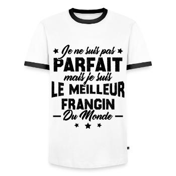 Pas parfait mais le meilleur frangin du monde - T-shirt contrasté Homme - blanc/noir - Devant - AI Model Female 172 light (172cm) & AI Model Male 178 dark (178cm)